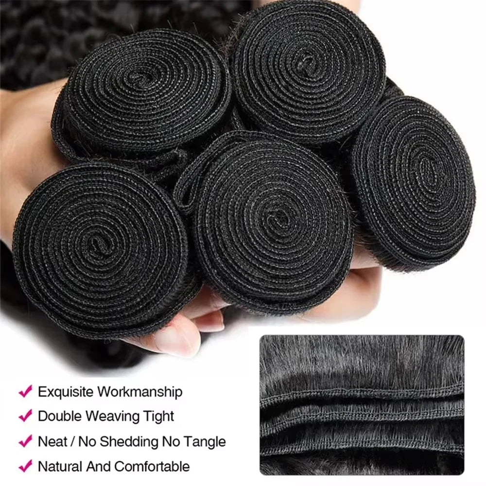 Extensiones de Cabello Humano Liso Rizado de 30 Pulgadas, Paquetes de Cabello Brasileño Remy para Coser, 3 o 4 Paquetes de Cabello Virgen en Trama