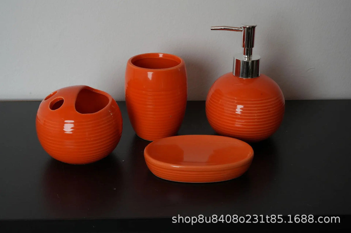 Juego de Accesorios de Baño de Cerámica Modernos y Minimalistas de 4 Piezas - ¡Elegante y Duradero!