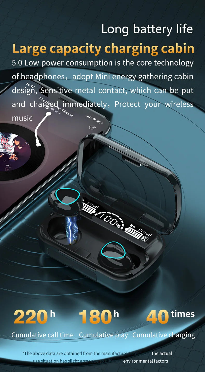 Nueva llegada M10 auriculares inalámbricos de alta calidad auriculares con sonido perfecto juego deportivo música BT auriculares con banco de energía