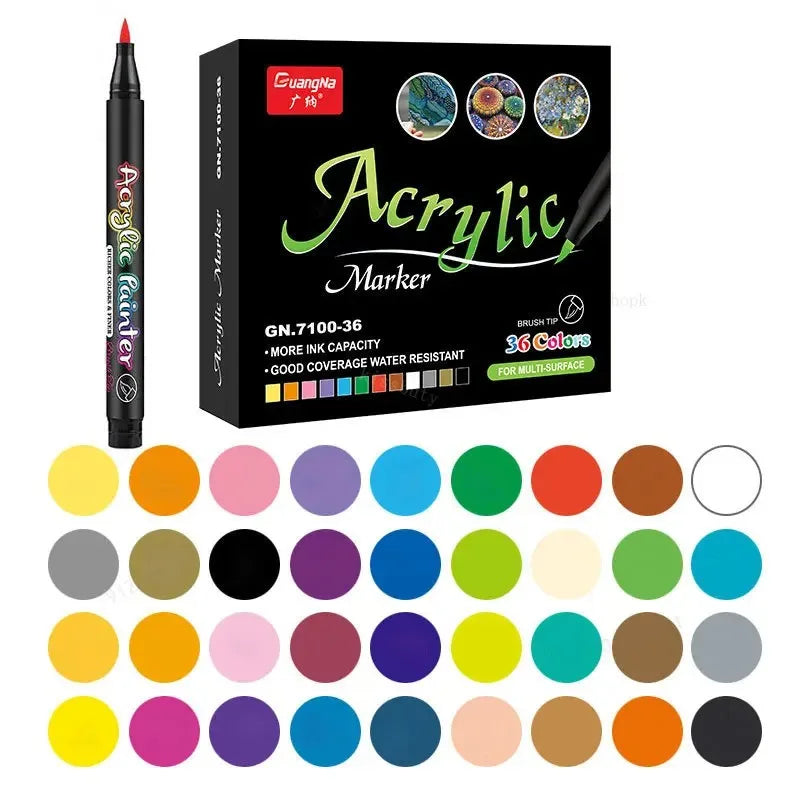 Rotuladores de pincel acrílico para tela, lienzo, piedra, Metal, cerámica, bolígrafo de pintura DIY, 12-60 colores