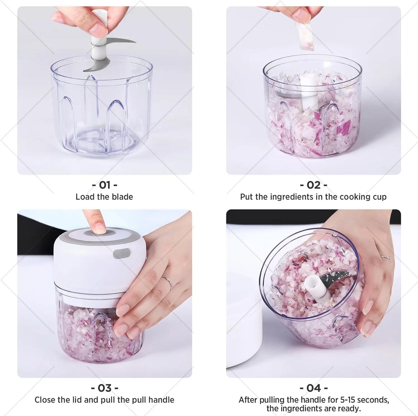 Picadora de ajo eléctrica, mini picadora de verduras portátil, picadora de ajo de 250ML, picadora de cebolla, licuadora para verduras, inalámbrica