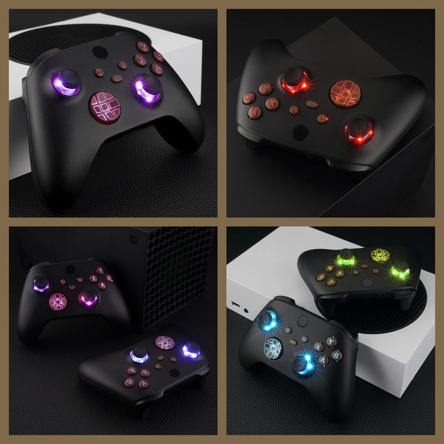 eXtremeRate Kit LED DTF V2 luminoso multicolor para controlador Xbox Series X/S modelo 1914, botones de palanca de mando D-pad