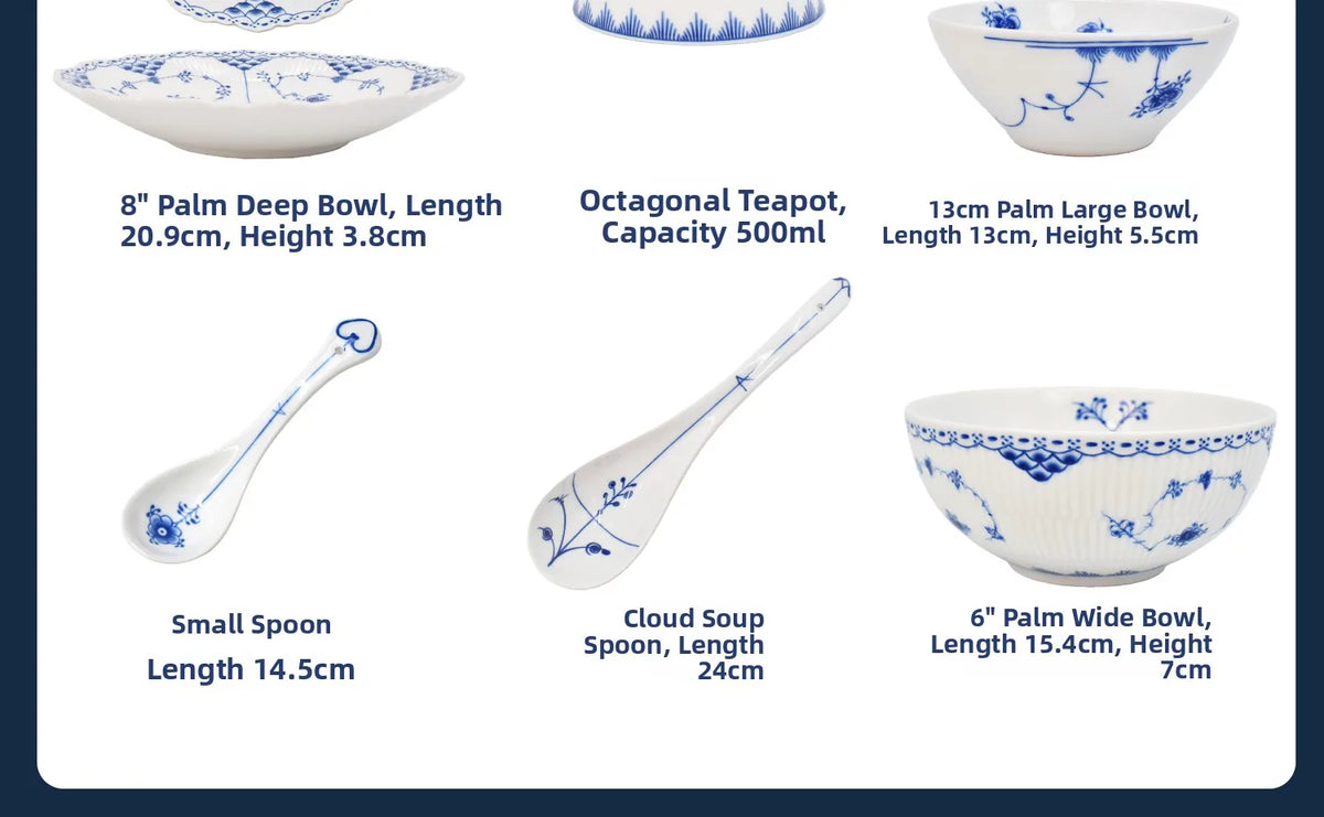 Juego de vajilla de porcelana blanca de Jingdezhen con diseño de hierba Tang azul y blanca, plato llano para uso doméstico, t...