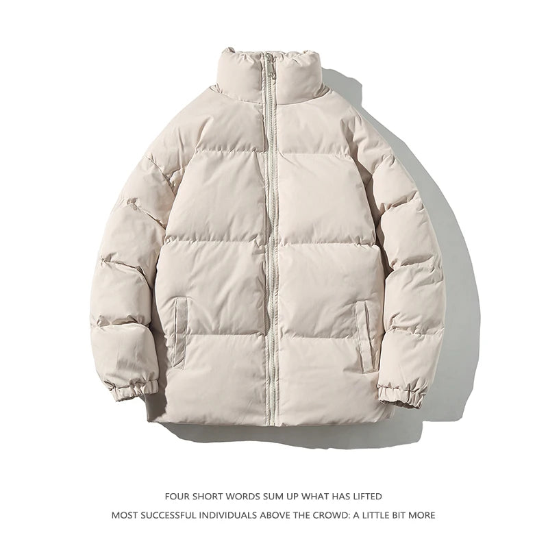 Ropa de calle Harajuku abrigo de invierno cálido para hombre Parka informal de Color sólido con cuello levantado chaqueta de invierno de gran tamaño para mujer