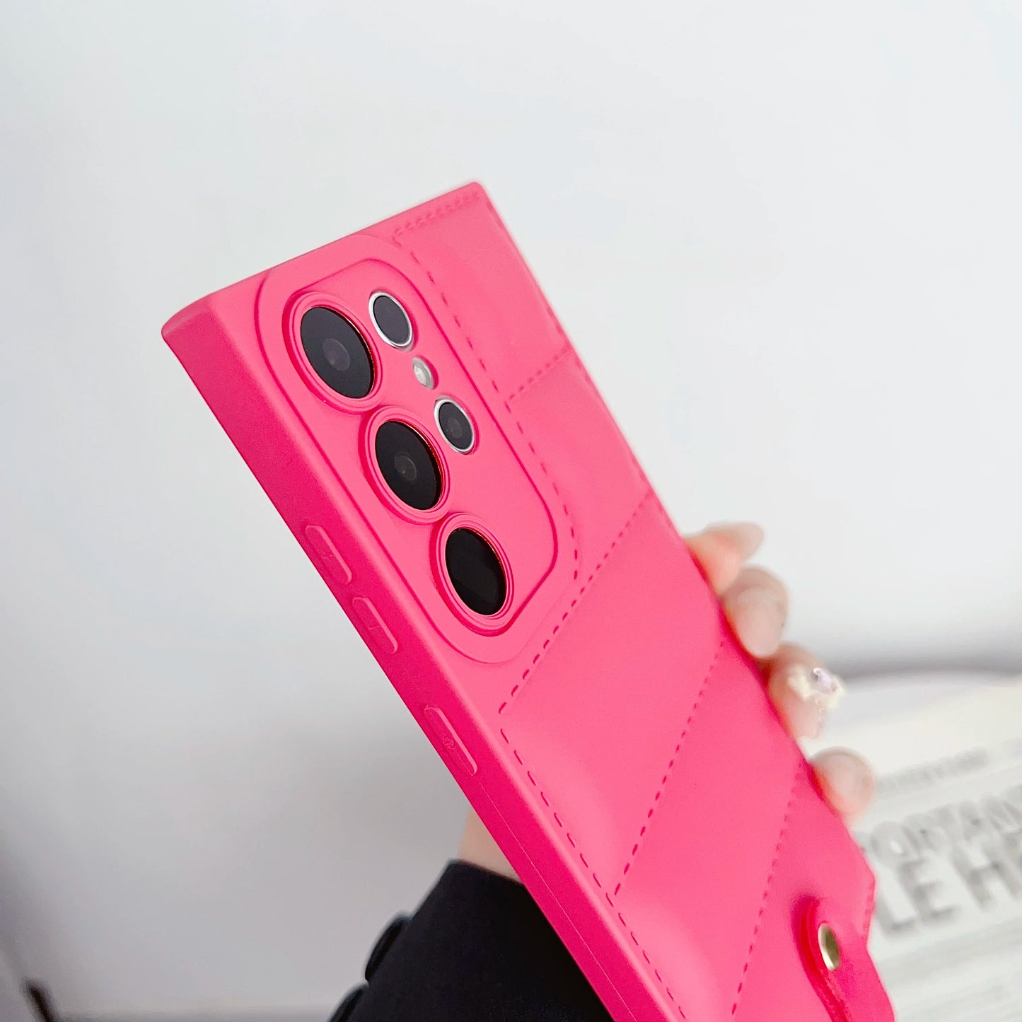 Funda de teléfono de TPU suave The Puffer para Samsung Galaxy S21 S22 S23 Plus Note 20 S24 Ultra S23FE correa de cadena para la muñeca carcasa trasera