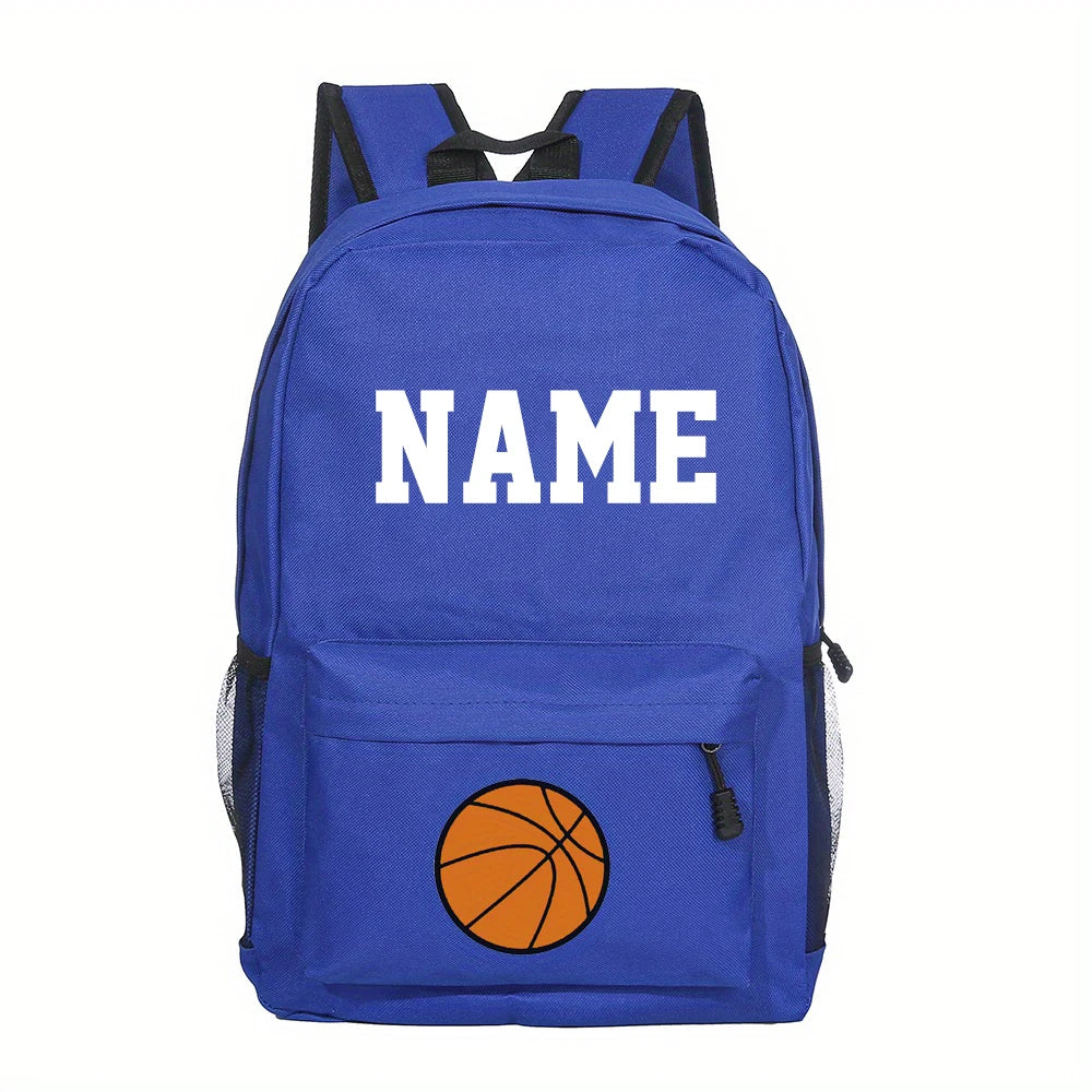 Mochila escolar personalizada para niños, bolso de fútbol y baloncesto con estampado de nombre, mochila para estudiantes, bolsas para ordenador portátil para adolescentes, regalo para regreso a la escuela
