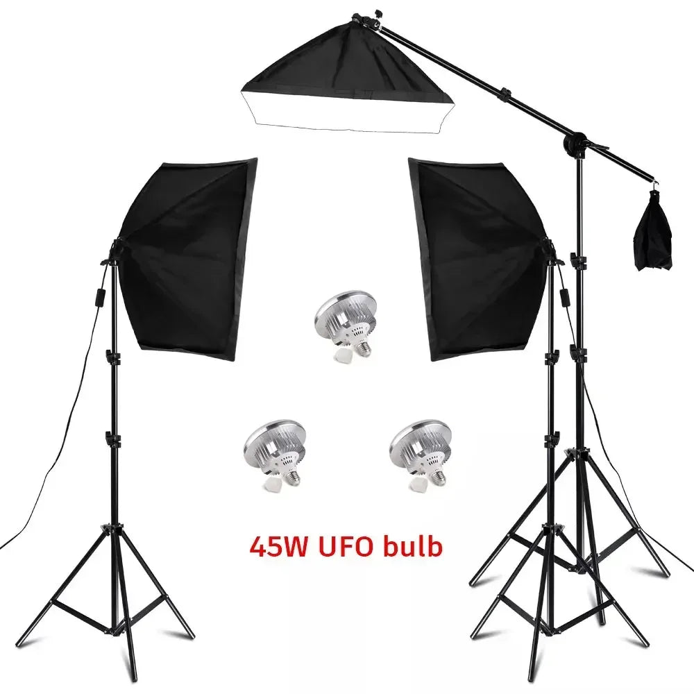 Kit de iluminación Softbox de 20w/30w/40w, Kit de iluminación de fotografía continua, bombilla E27, equipo de luces de estudio fotográfico para sesión de fotos