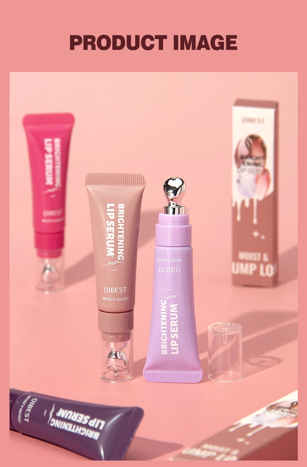 Brillo Labial QIBEST Efecto Espejo, Tinte de Larga Duración, Hidratante, Brillante, con Purpurina, Maquillaje Nutritivo