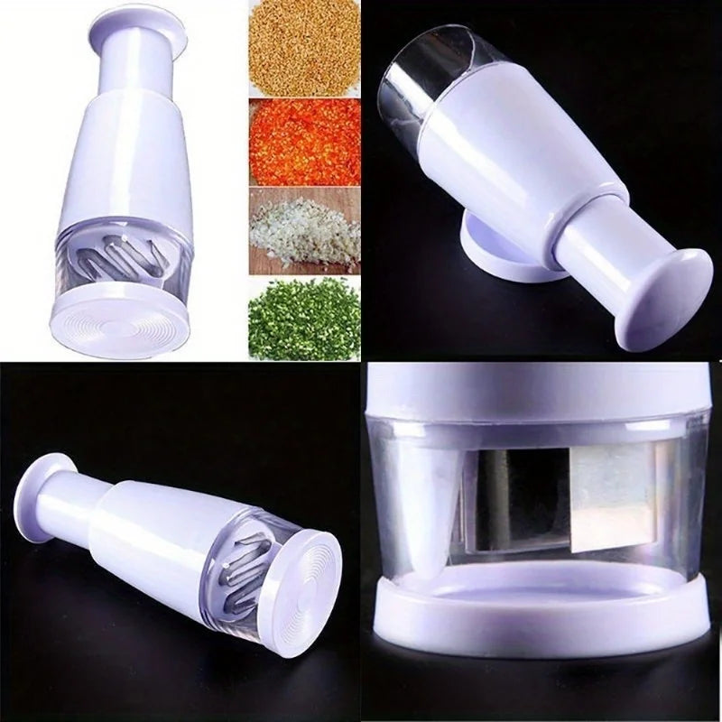 Práctico picador de alimentos manual: dados sin esfuerzo de verduras como cebolla, ajo y hierbas para sus recetas de cocina