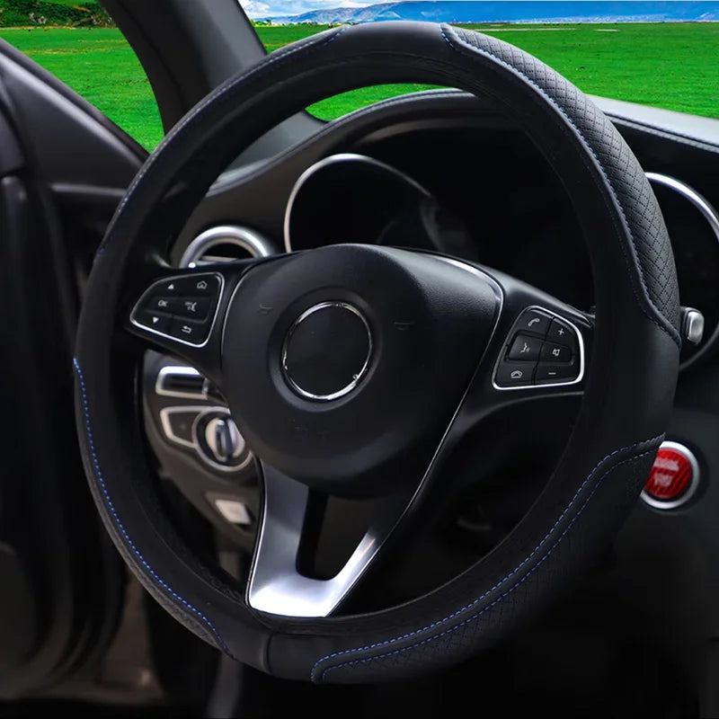Coche en relieve tridimensional de cuero Artificial sin anillo interior cubierta de volante piezas de automóvil para 14,5-15 pulgadas