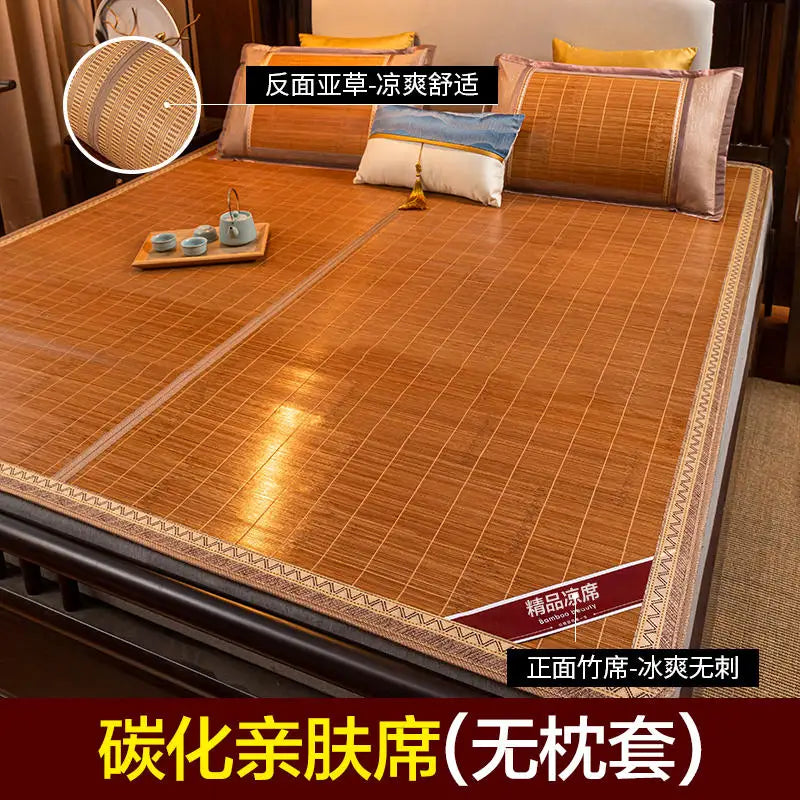Estera para balcón, estera de bambú, cama doble de doble cara para el hogar, estera plegable de seda helada, cama individual para dormitorio de estudiantes