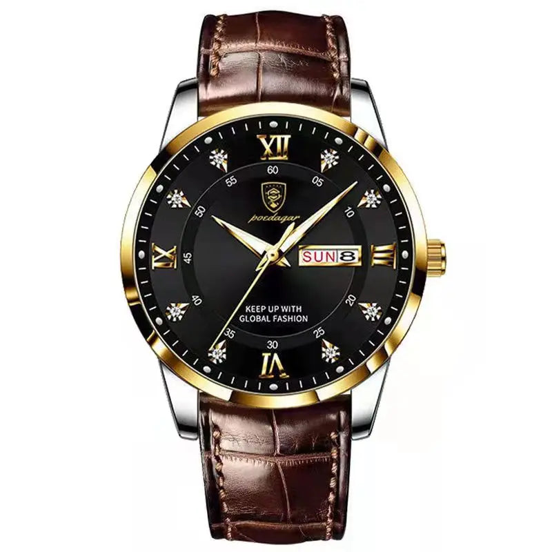 Reloj POEDAGAR Original de alta calidad para hombre, reloj de pulsera deportivo de cuero luminoso resistente al agua para hombre, relojes casuales elegantes de cuarzo para hombre