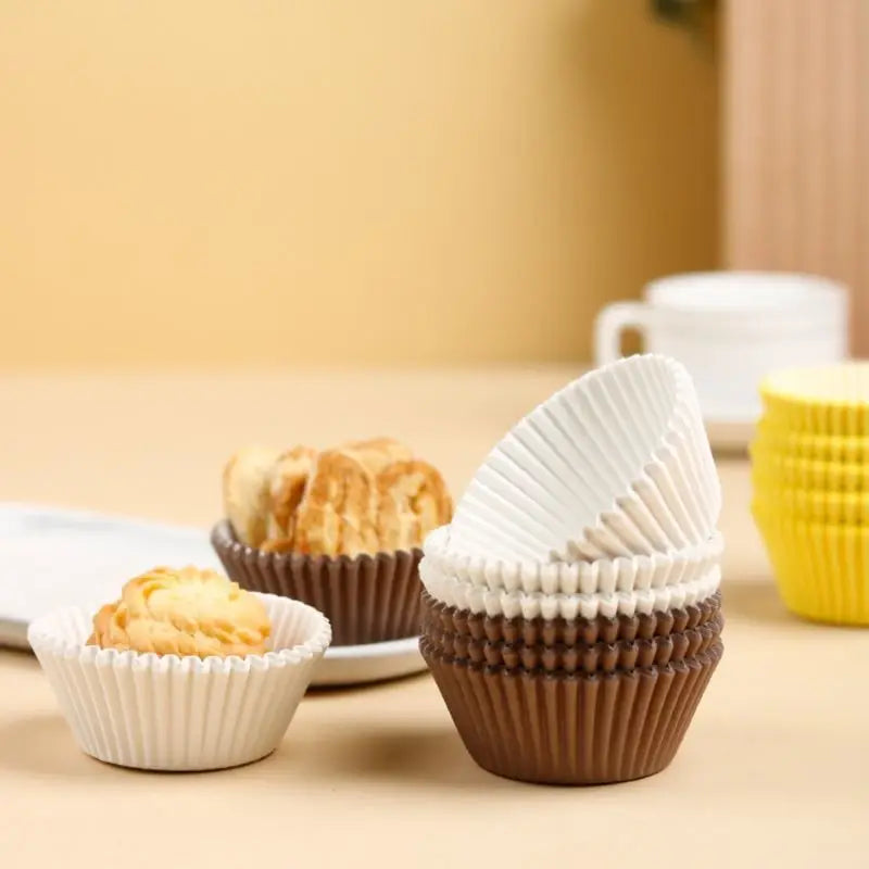100 Uds. Tazas desechables para muffins, moldes para tarta de huevo, tazas para magdalenas resistentes al calor, revestimientos de papel grueso para magdalenas, moldes para tarta, herramientas para hornear