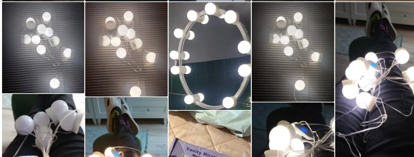 10 bombillas LED desmontables, lámpara para espejo de maquillaje profesional, alimentación USB, luz para espejo cosmético, tocador de Hollywood, luces de tocador