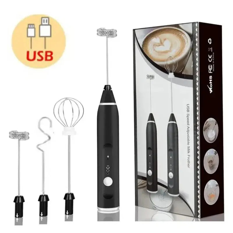 Espumador de leche eléctrico portátil, licuadora de mano, Mini cafetera USB, batidora, crema de capuchino, batidor de huevos, licuadora de alimentos