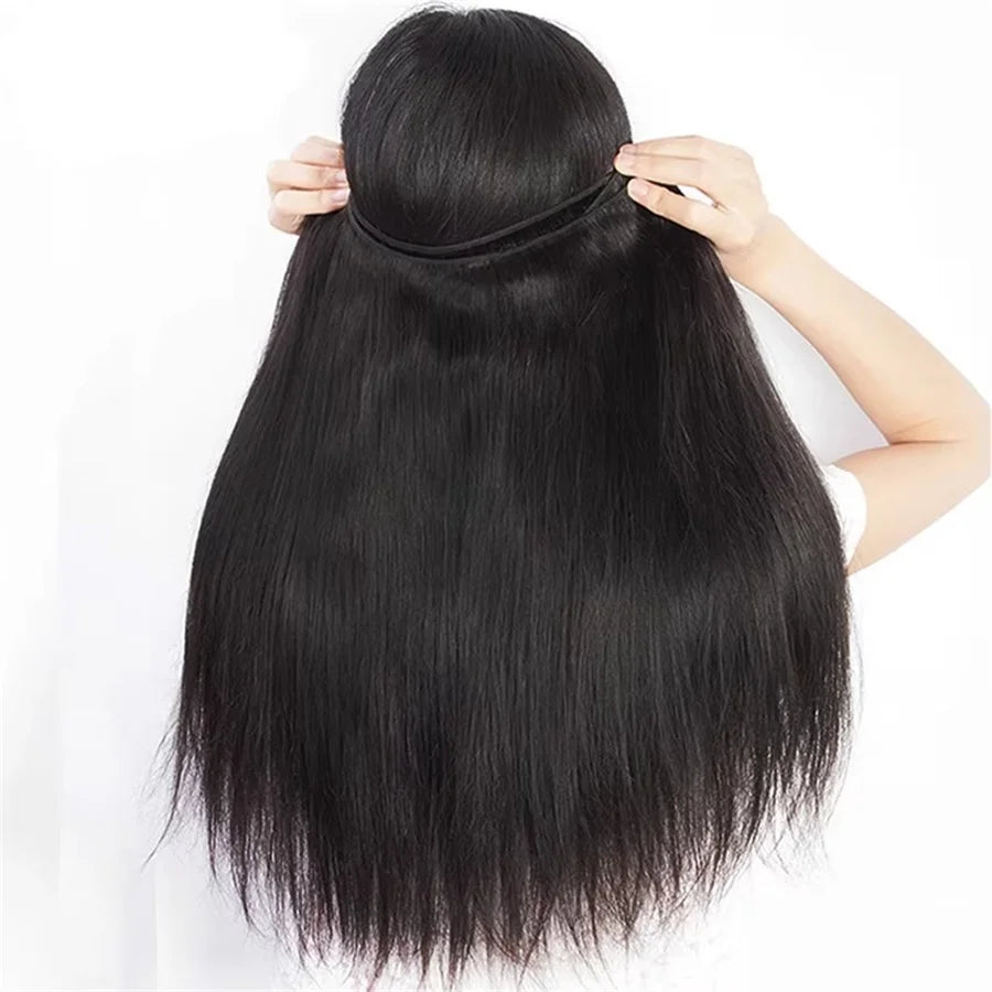 Extensiones de Cabello Humano Liso Sedoso, Cabello Brasileño Remy, 1/3/4 Piezas, Extensiones de Cabello Natural Negro, 14-30 Pulgadas
