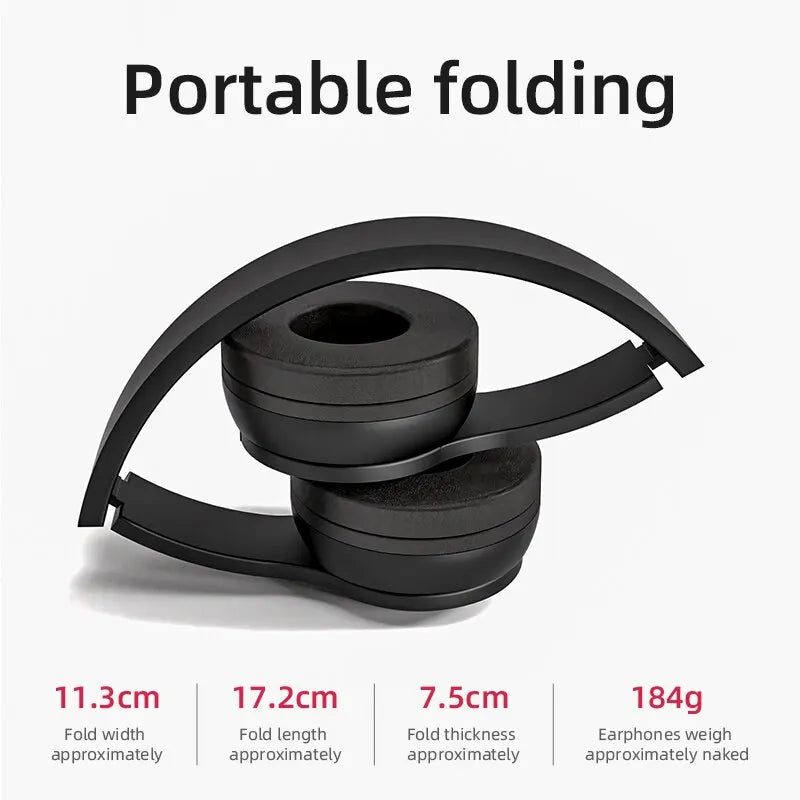 P47 auriculares inalámbricos Bluetooth 5,0 auriculares plegables estéreo HIFI bajo para música juegos chico chica auricular para teléfono inteligente
