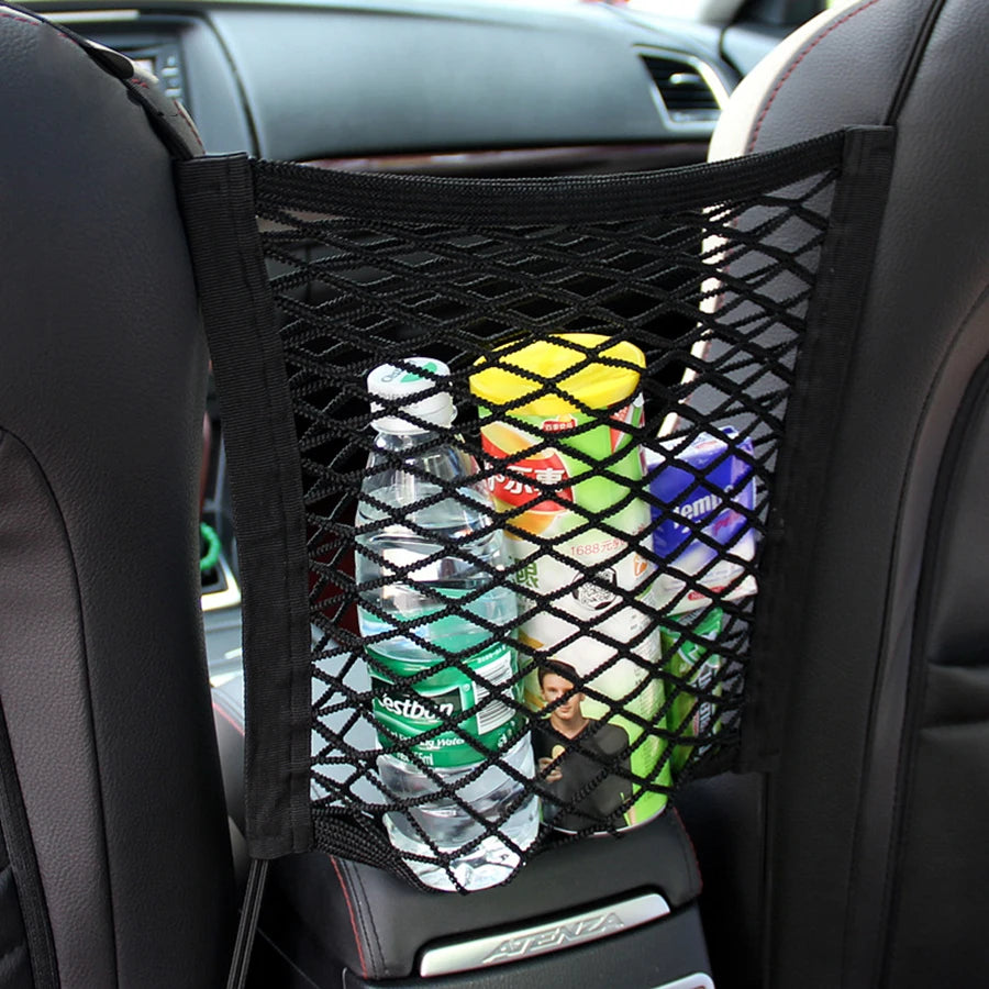 Barrera de coche para mascotas, barrera de coche para perros con bolsa de almacenamiento de malla de seguridad automática, protector de barrera para mascotas, Protector de seguridad para asiento trasero, red de malla