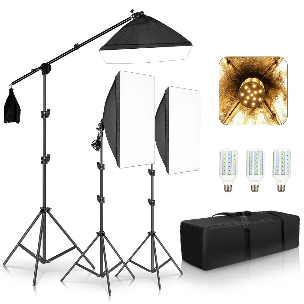 Kit de iluminación Softbox de 20w/30w/40w, Kit de iluminación de fotografía continua, bombilla E27, equipo de luces de estudio fotográfico para sesión de fotos