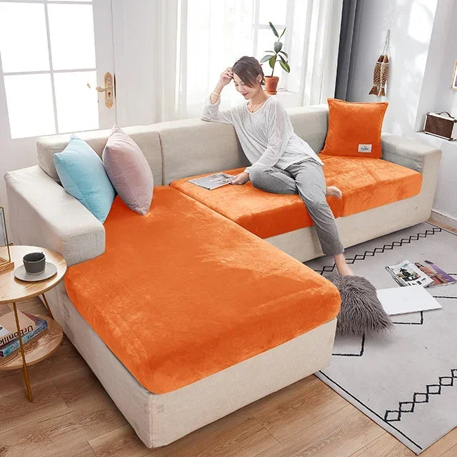 Fundas para cojines de asiento de sofá de terciopelo elástico para sala de estar, cojín Chaise Longue, fundas de sofá para muebles en forma de L de esquina de lujo