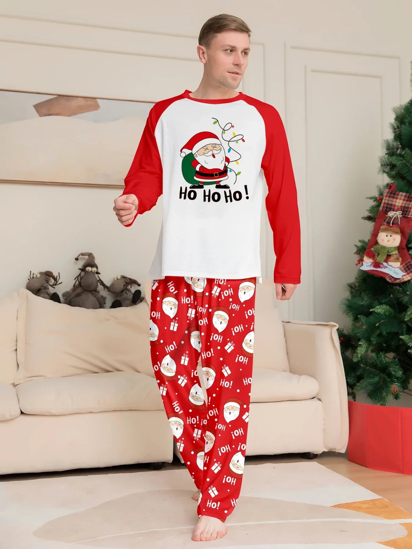 Nuevo pijama navideño con apariencia familiar, estampado de Papá Noel, trajes a juego para madre, padre y niños, traje holgado bonito de 2 piezas, ropa de dormir, ropa de Navidad