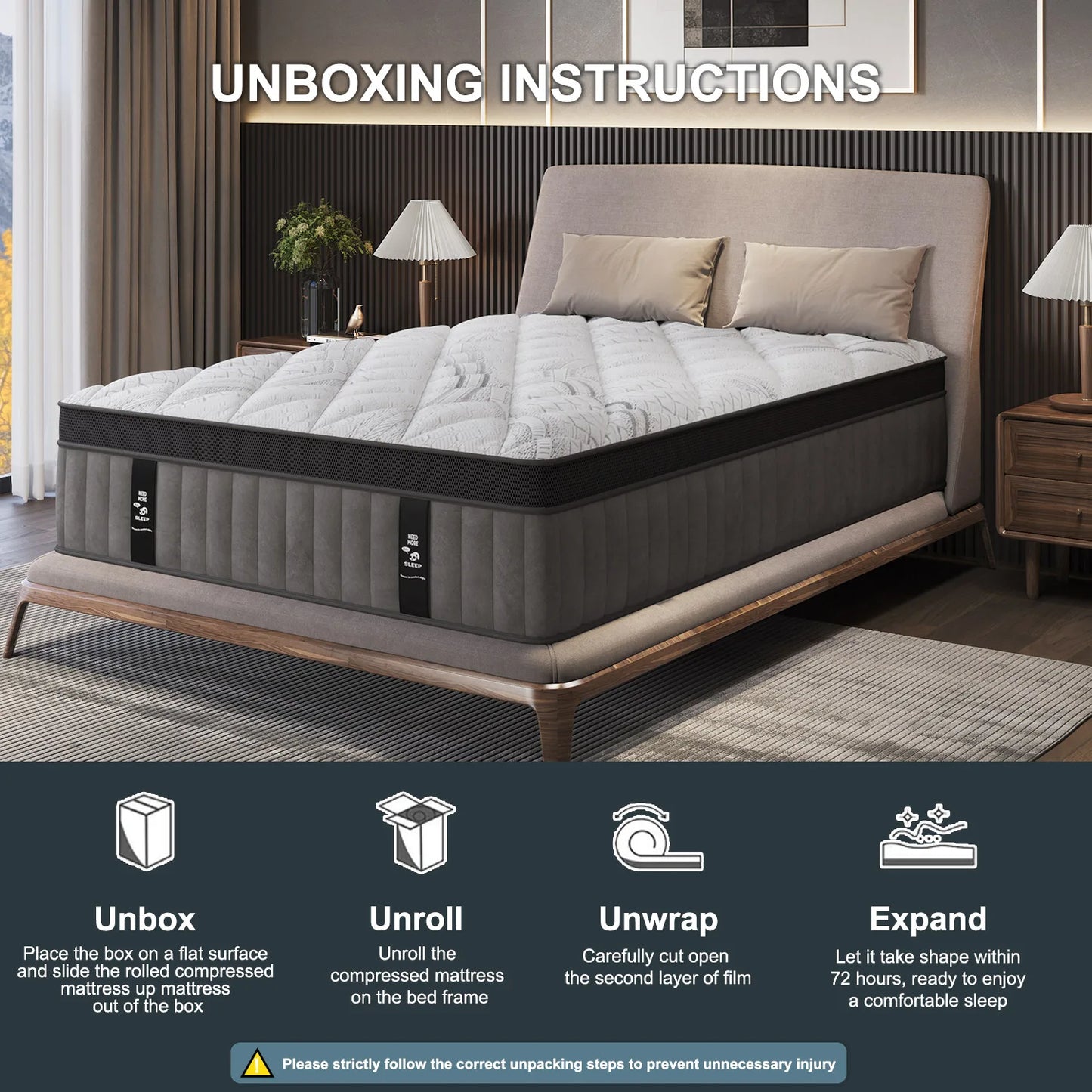 12" 14 Inch Gel Memory Foam Hybrid Mattress Medium Firm Pocket Spring Queen King Bed Motion Isolation