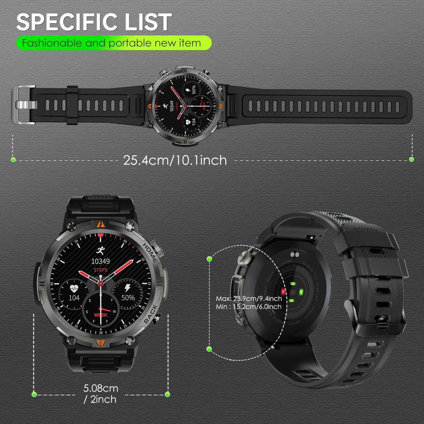 EIGIIS KE3 2025 nuevo reloj inteligente con llamada Bluetooth para hombres pantalla completamente táctil con Monitor de salud linterna de ritmo cardíaco reloj inteligente