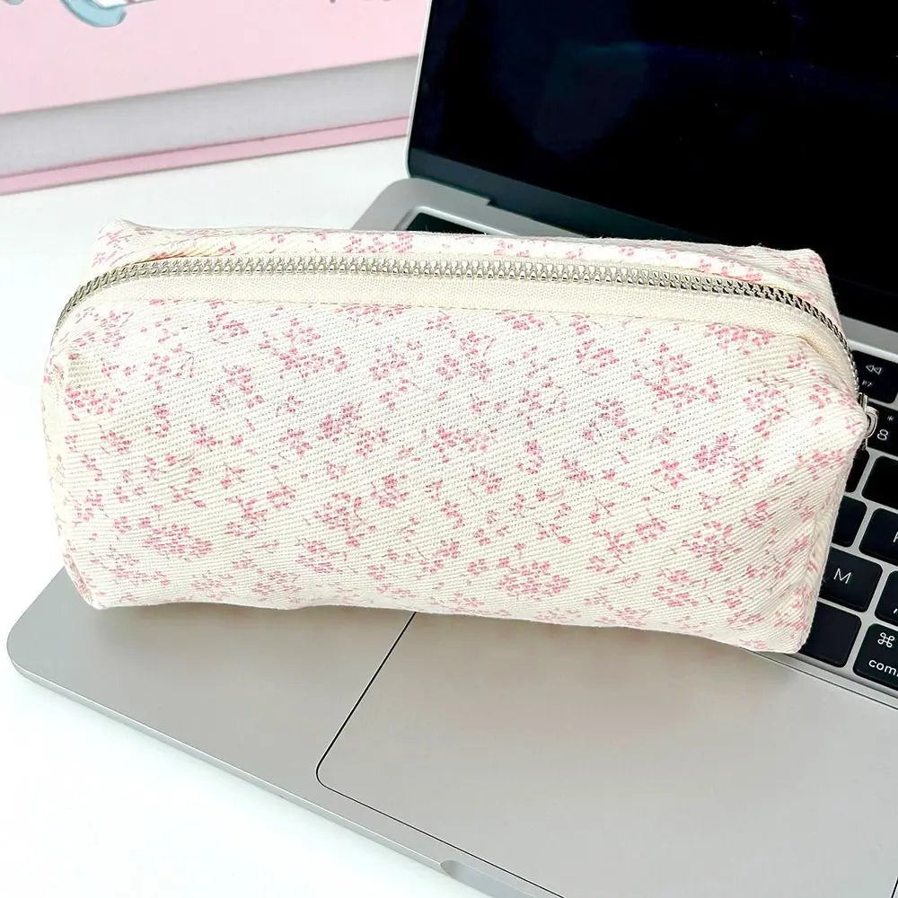 Pequeña bolsa Floral fresca para bolígrafos, estuche de lápices de gran capacidad, bolsa de almacenamiento de papelería multifuncional, organizador escolar para estudiantes, suministros