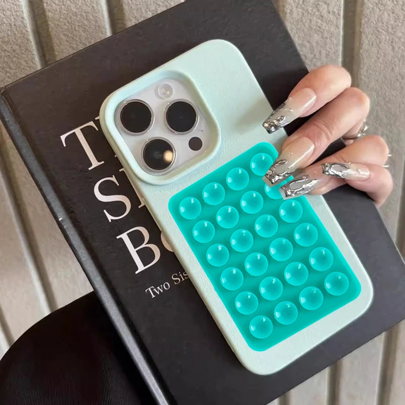 Funda para iPhone 17 16 15 Pro Plus 14 13 12 11 Pro Max, Antigolpes, de Lujo, con Soporte de Succión 3D, Diseño Litchi