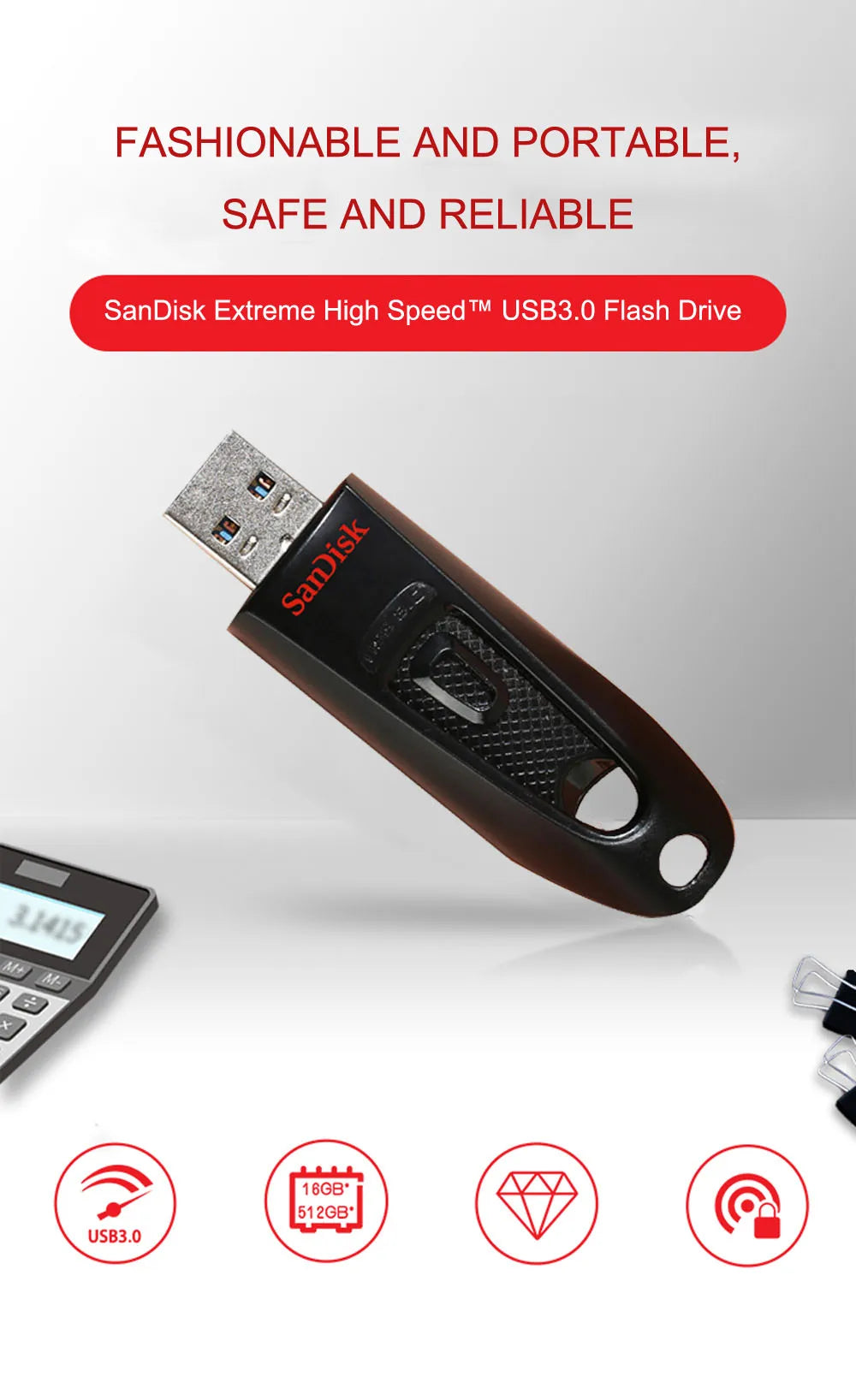 Unidad flash USB SanDisk USB 3,0, 512GB, 256GB, 128GB, 64GB, 32GB, Super Mini Pen Drive, memoria USB de alta velocidad usb3.1, disco U