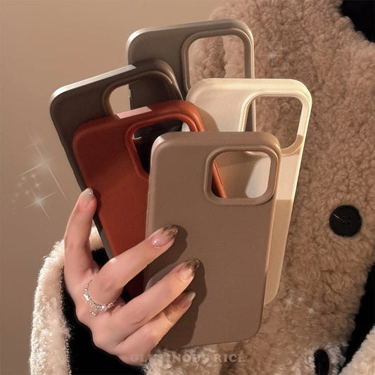Fundas de teléfono minimalistas, color marrón, gris, crema y blanco, para iPhone 16 Plus Pro Max 15 14 13 12 11, fundas protectoras para teléfono de estilo invernal