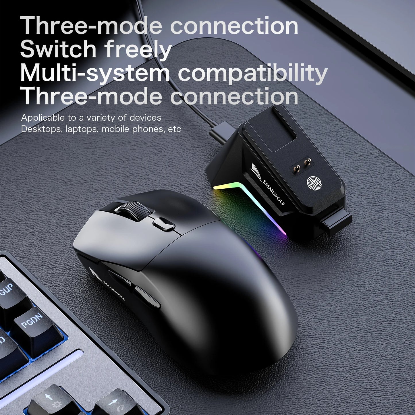 Ratón Inalámbrico SMAILWOLF M3 PRO con Bluetooth de Tres Modos, para Juegos, Portátil, Escritorio, PAW3311, con Cable, Ligero, para FPS