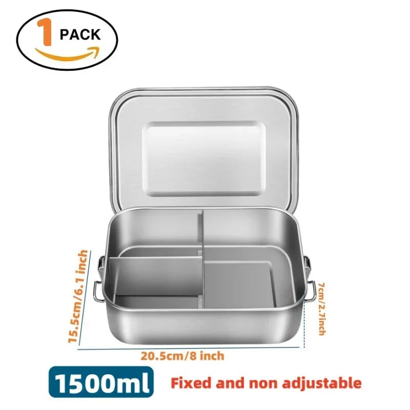 Lonchera de Acero Inoxidable 304, Hermética y a Prueba de Fugas, Bento Box de 1/2 Capas, Contenedores para Almacenamiento de Alimentos con Cierre para Adultos