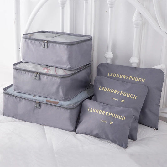 Organizador de viaje portátil para mujer, bolsas de almacenamiento de equipaje, ropa, zapatos, 6 piezas