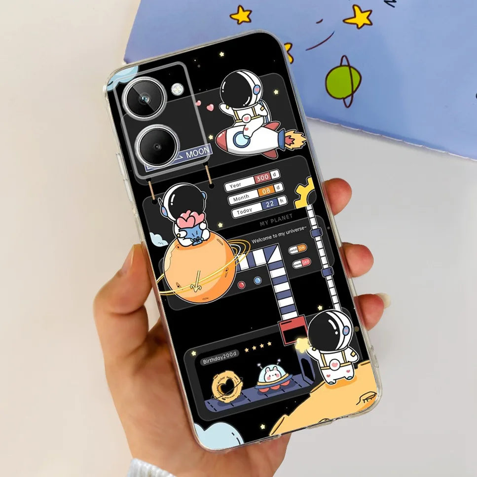 Para Realme 10 4G RMX3630 funda de teléfono suave de silicona TPU a prueba de golpes para Realme 10 funda protectora trasera con diseño de dibujos animados bonitos