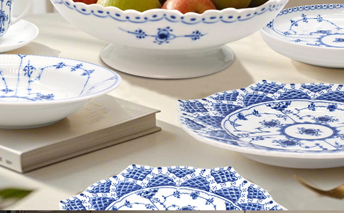 Juego de vajilla de porcelana blanca de Jingdezhen con diseño de hierba Tang azul y blanca, plato llano para uso doméstico, t...