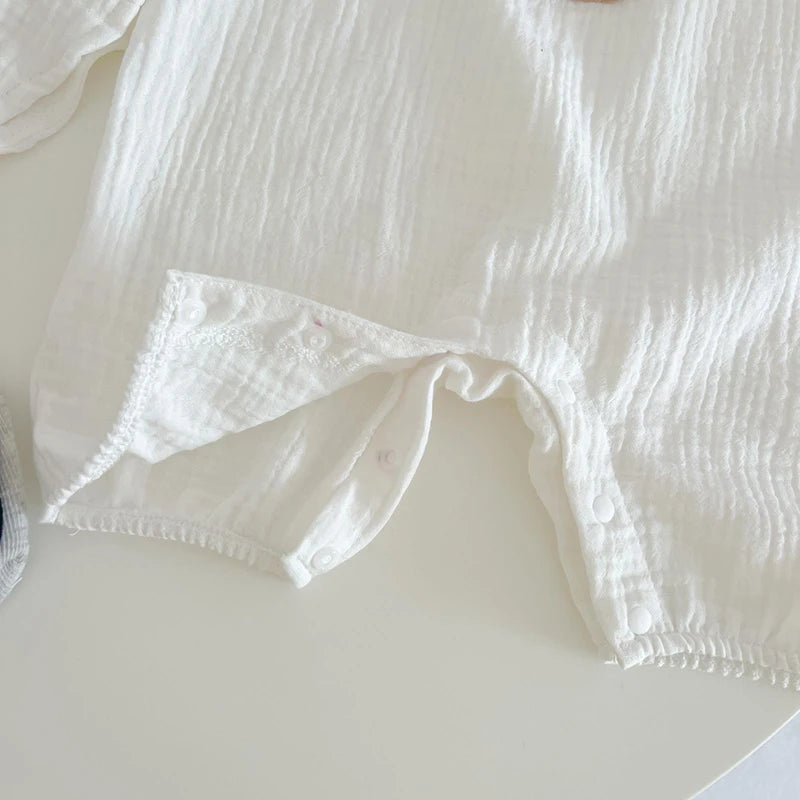 Mono de muselina para bebé, abrigo, sombrero, oso, conjunto de ropa de verano para bebé, abrigo para niño, pelele, traje blanco para niño pequeño, ropa infantil 0-3T, 3 uds.