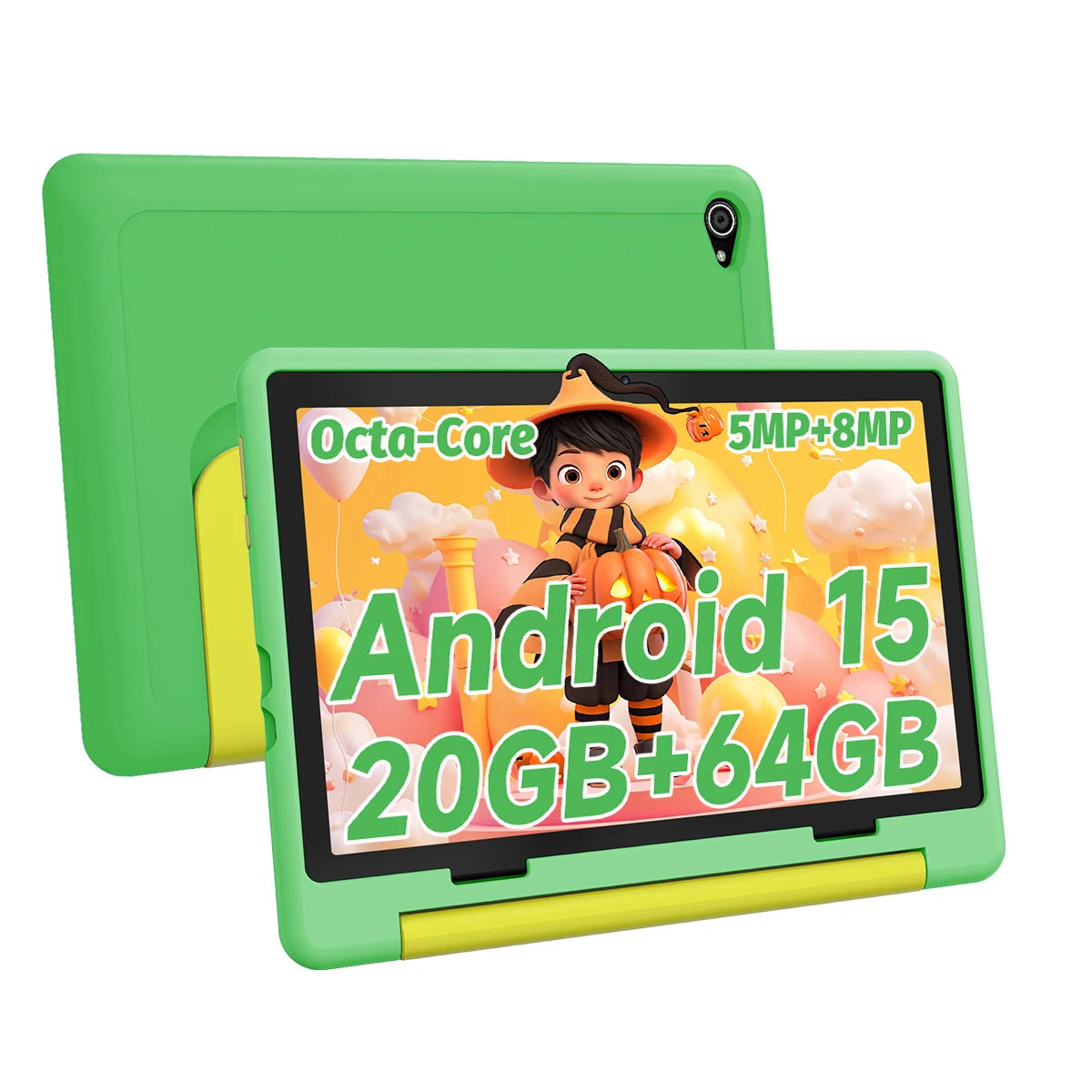 Tablet Infantil de 10 Pulgadas, Android 15, 20GB de RAM, 64GB de ROM, Expandible a 128GB, 5000mAh, 8 Núcleos, WiFi, Bluetooth, Regalo para Niños, Software KIDOZ