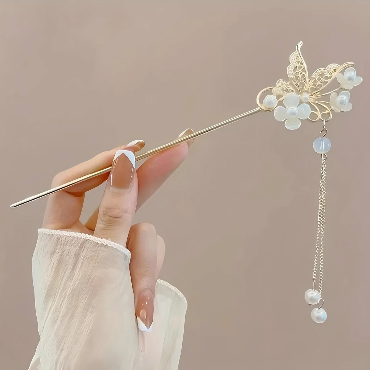 1/6 Uds. Palo para el pelo con borlas de estilo chino elegante, accesorio de peinado con diseño Floral tradicional, joyería para mujer, horquilla para el pelo