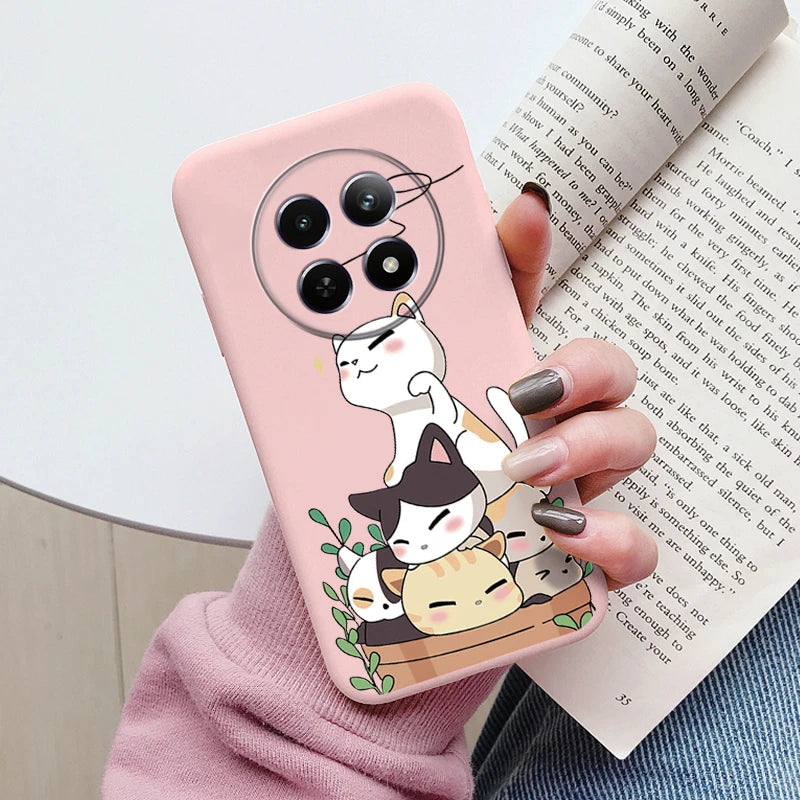 Funda para Realme 12 4G 12 + 13 + Plus 13 Pro + Plus 5G bonita funda trasera con forma de corazón y flor de silicona suave mate Fundas protectoras de dibujos animados
