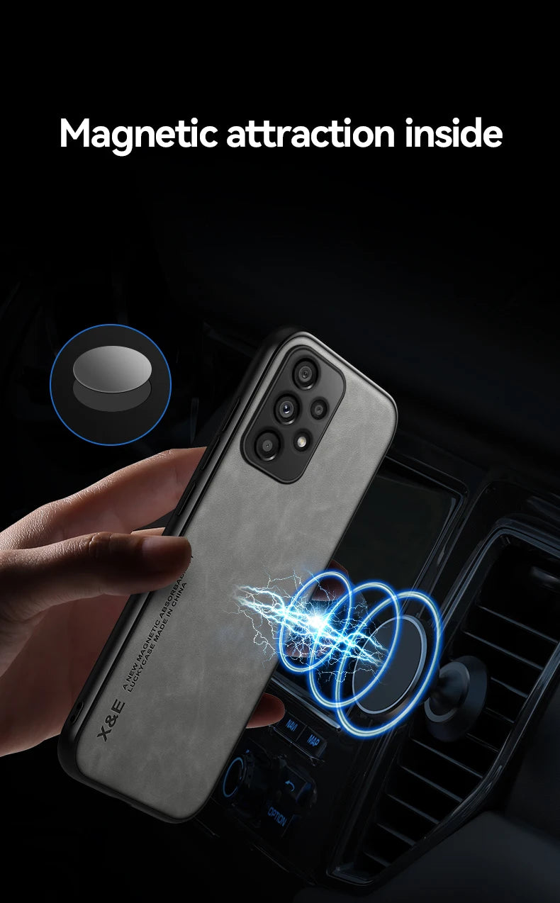 Funda de teléfono de cuero esmerilado magnético con placa de hierro oculta para Xiaomi 17 Pro Max 15T 15 14 14T 13 13T 12 12T 11 11T Pro