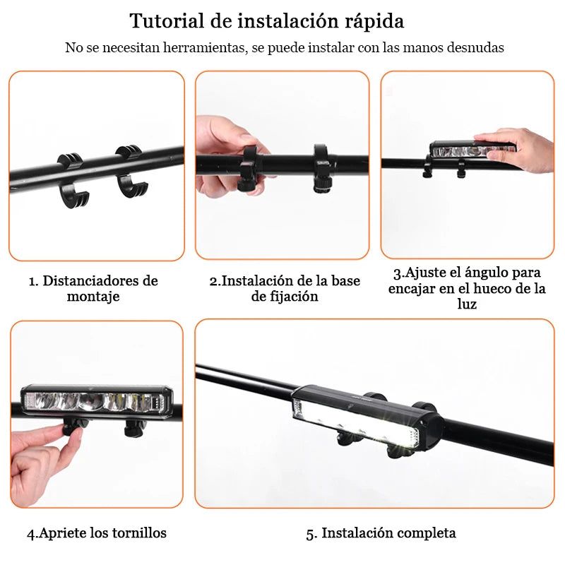Luz delantera de bicicleta, 5200 lúmenes, 8000 mAh, resistente al agua, antorcha de conducción nocturna, carga USB, accesorios de luz para bicicleta de carretera, equipo de ciclismo
