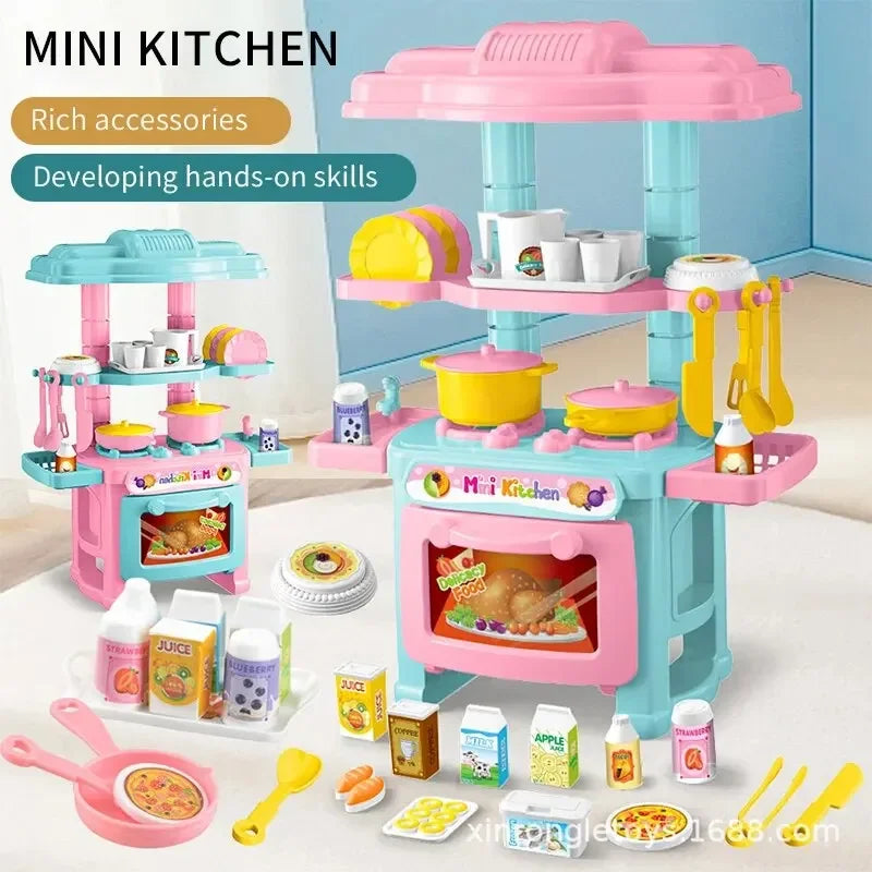 Mini juego de mostrador de cocina DIY, vajilla de comida de cocina simulada, juego de rol para casa, juego de simulación, juguete para regalo para chico y niño