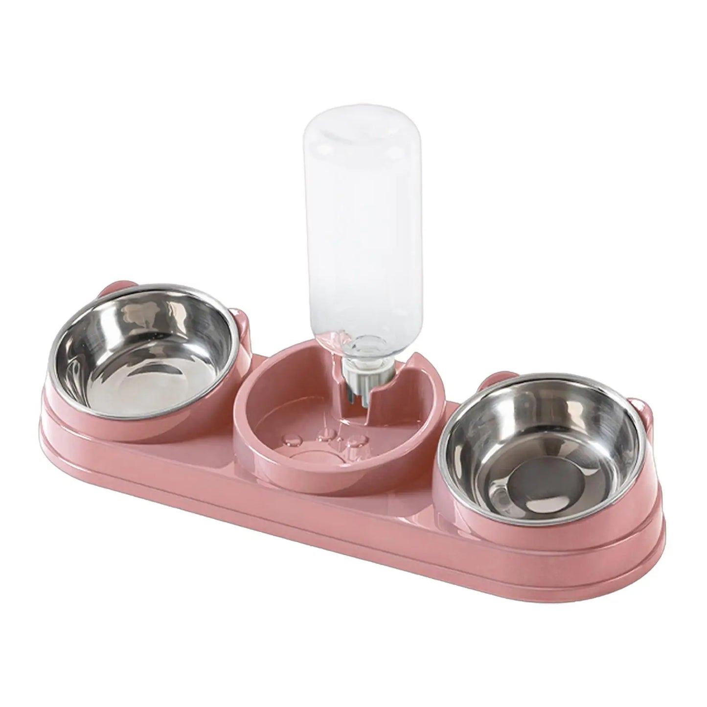 Cuenco triple para gatos, cuenco para comida y agua para mascotas, inclinado a 15 ° , 3 en 1, para húmedo y
