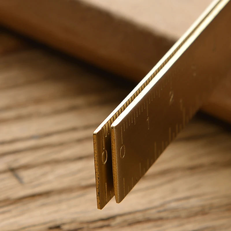 Reglas rectas de latón Retro, regla triangular de Metal de centímetros y pulgadas, transportador, herramienta de medición de papelería, suministros escolares y de oficina