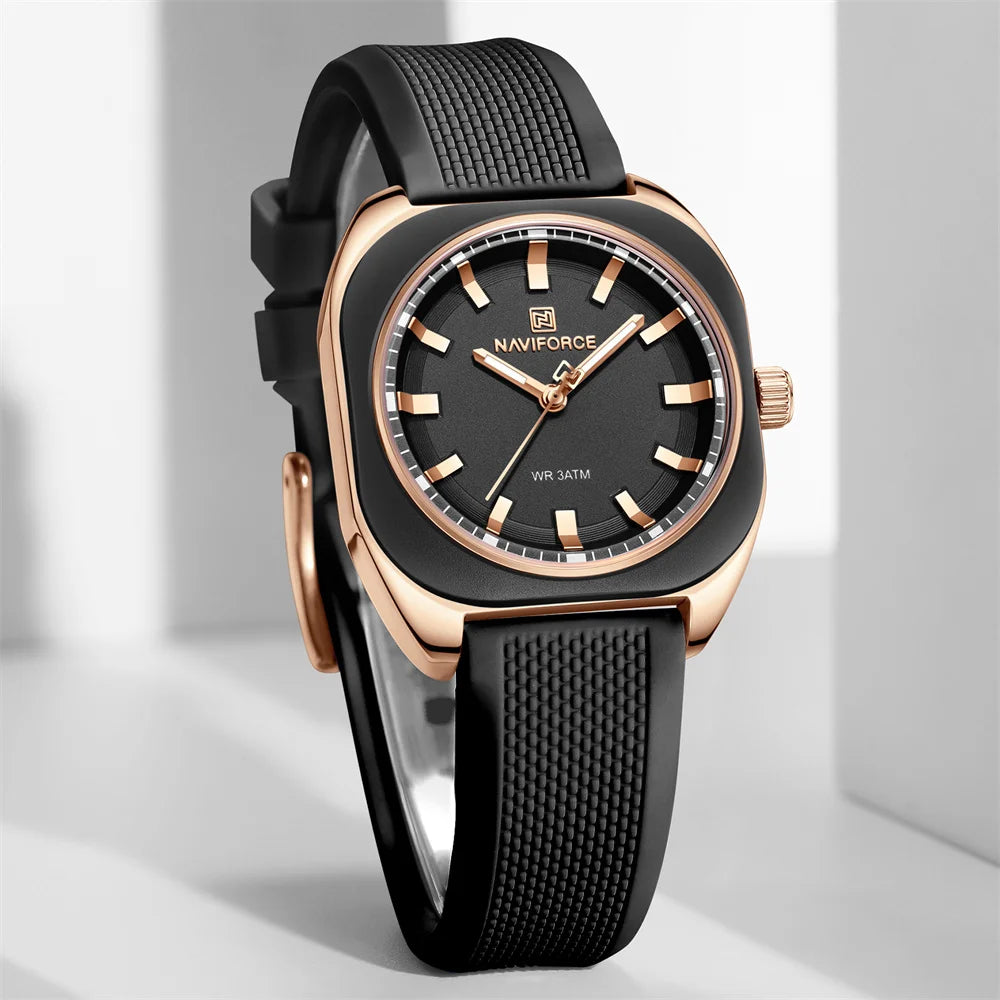 NAVIFORCE, reloj para mujer, marca superior, moda de lujo, reloj de pulsera Original para mujer y niña, pulsera de goma de silicona, reloj informal para mujer 5061