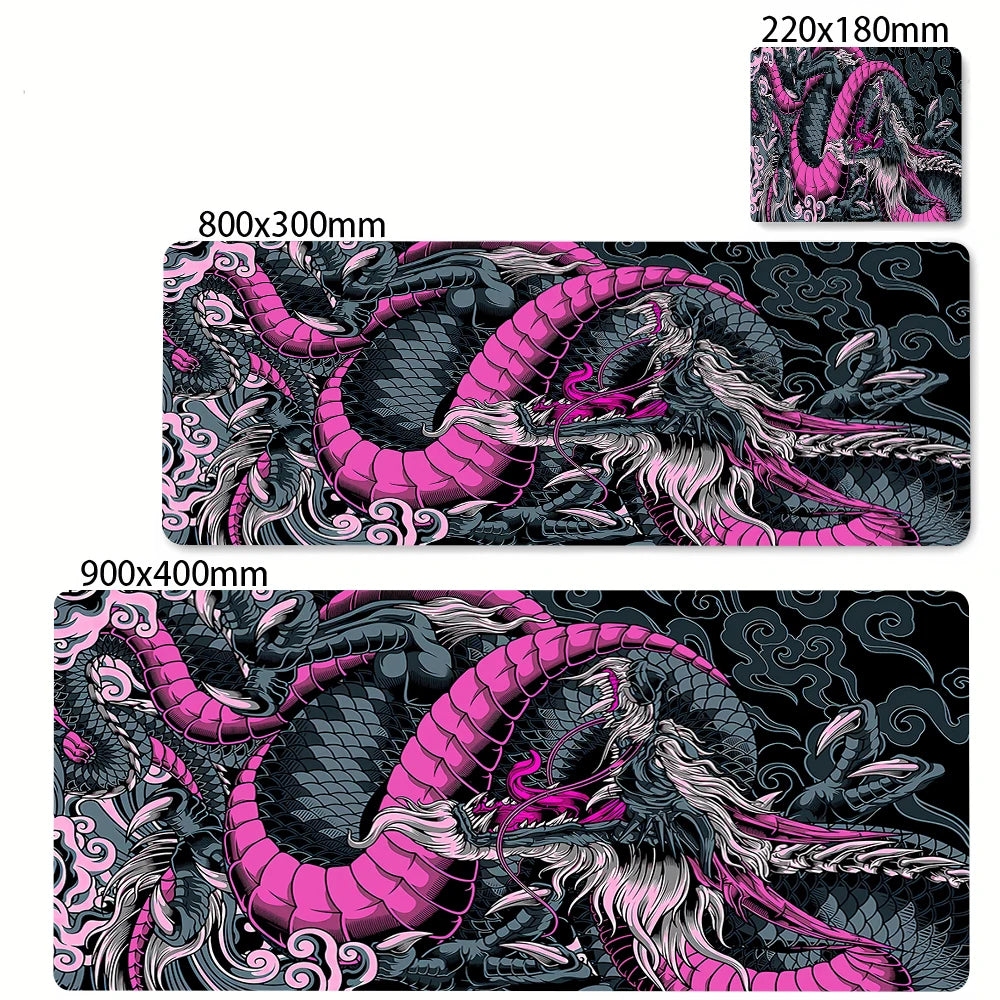 Alfombrilla grande para ratón de dragón blanco y negro, alfombrilla para ratón para juegos, Base de goma grande, alfombrilla para ratón, alfombrilla para escritorio púrpura, alfombrillas para ratón 400x900