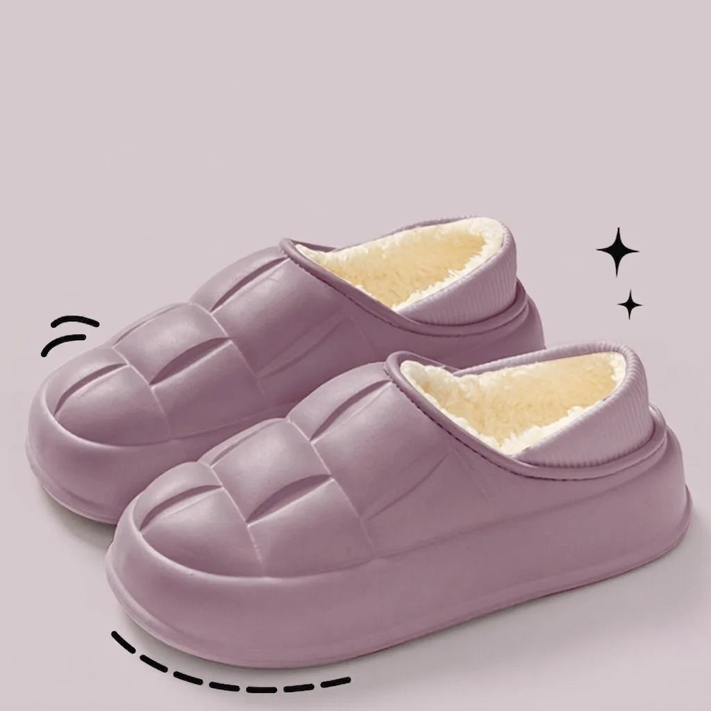 Pantuflas Impermeables de Invierno para Mujer y Hombre, Suela Gruesa de 4 cm, Cálidas y Afelpadas, Zapatos de Interior Antideslizantes, Forradas de Piel, Zuecos Suaves y Acolchados