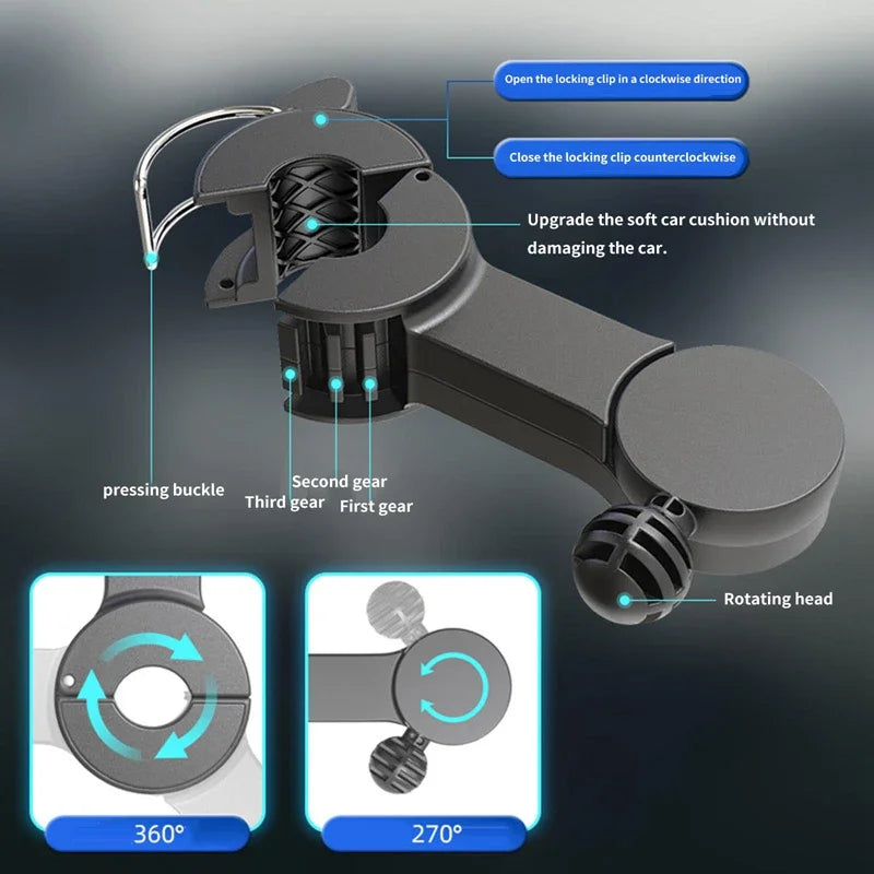 Ventilador automotriz USB portátil, ventilador de asiento de aire acondicionado eléctrico de doble cabezal giratorio de 360 grados para el hogar y la Oficina, 3 opciones de velocidad