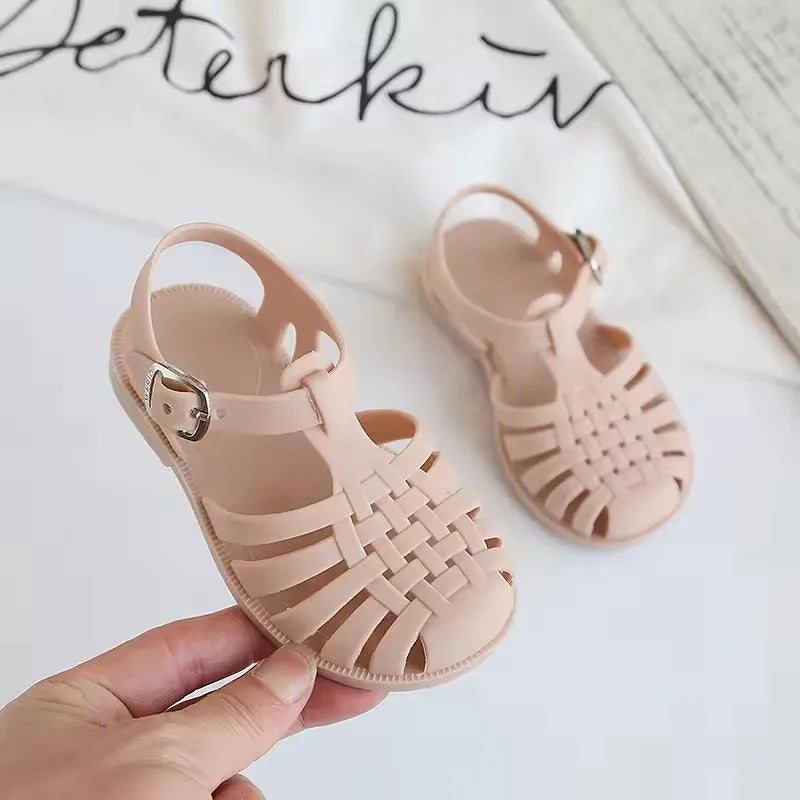 Sandalias de Playa para Niñas, Estilo Gladiador, Suaves, Antideslizantes, Tipo Jelly, Planas, Retro, Romanas, para el Verano